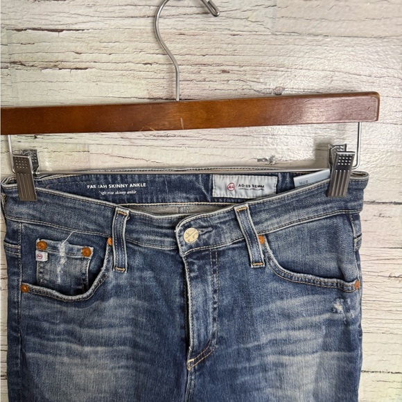 AG Adriano goldschmied Women's Dark Blue Distressed Skinny Jeans Farrah size 27 - Picture 3 of 8